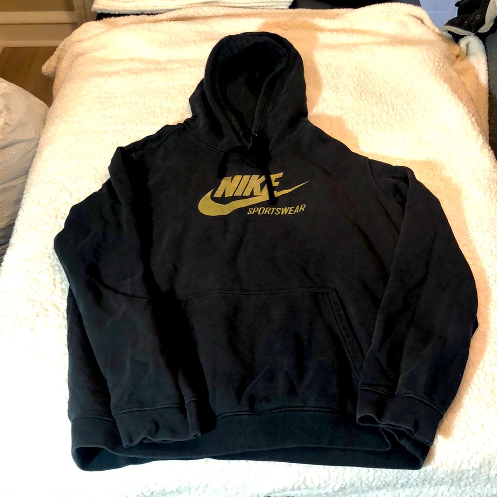 Nike Black Hoodie with Gold Logo